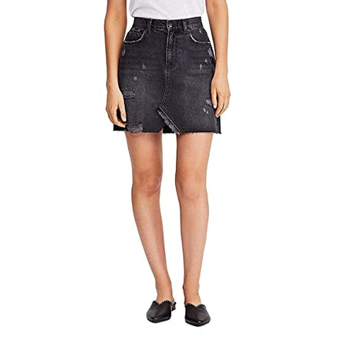 Free People Womens Hallie Denim Jean Skirt Black 28